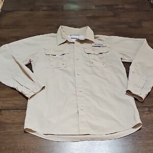3 for $20 🎣 Columbia PFG Boys Long Sleeve Tan Fishing Shirt L(14/16)